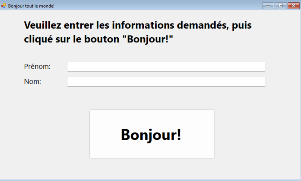 Exemple de fenêtre demandé