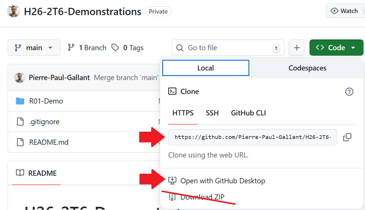 Options clonage repo