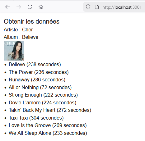 Affichage d'un tableau dans le HTML