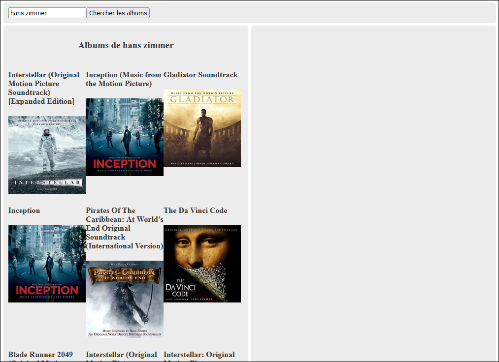 Recherche d'albums