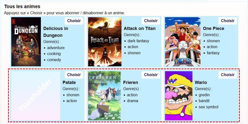 Liste des animes