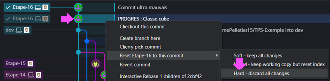 Réinitialiser le commit