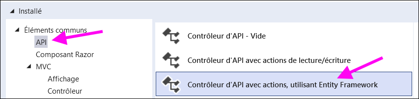 Choisir un contrôleur d'API