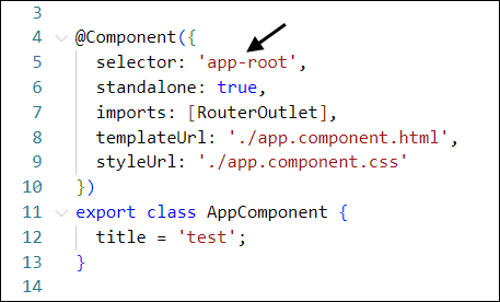 TypeScript du composant app
