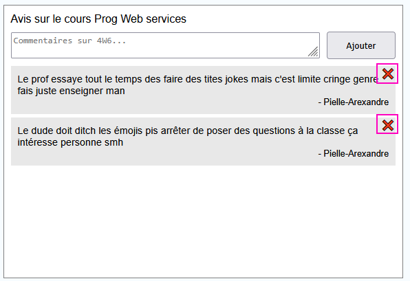 Supprimer un review
