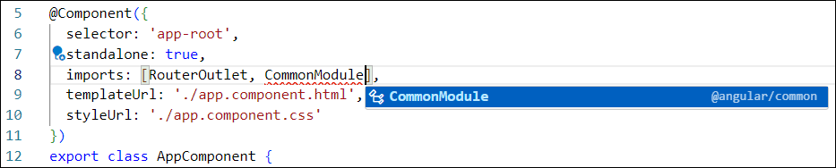Importation de CommonModule