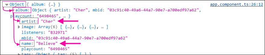 Résultat du console.log()