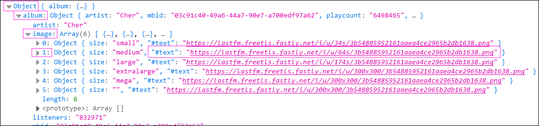 Résultat du console.log()