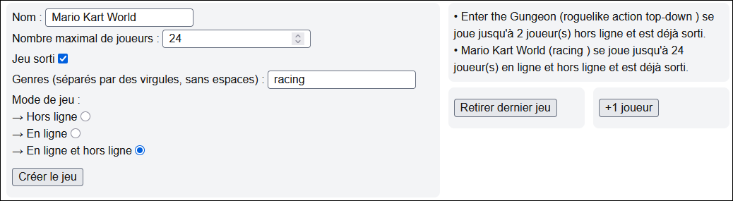 Affichage avec formulaire sophistiqué