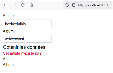 Erreur lors de la requête