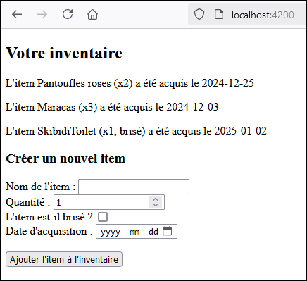 Affichage simple d'une liste avec *ngFor