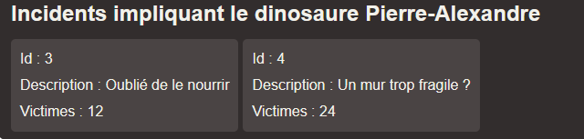 Liste d'incidents