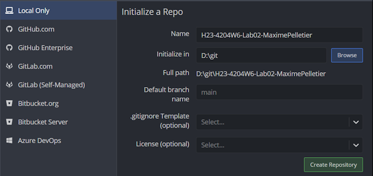 Initialier le repository