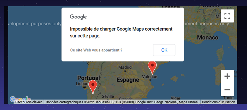 Erreur avec Google Maps