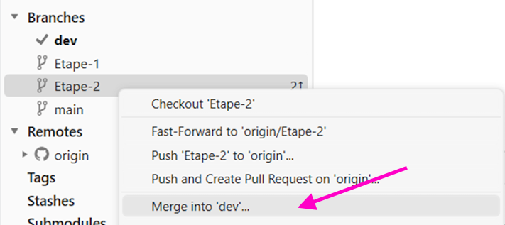 Merge dans dev