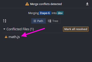 Merge de dev dans une sous-branche