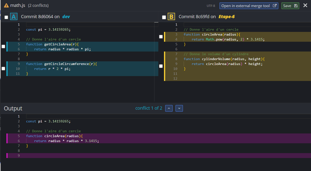 Merge de dev dans une sous-branche