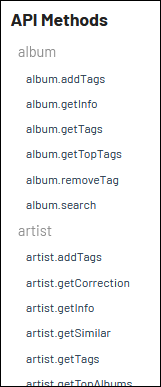 Requêtes disponibles avec last fm