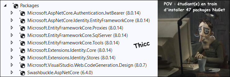 Liste des packages NuGet nécessaires