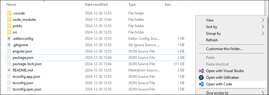 Clic à l'intérieur du dossier