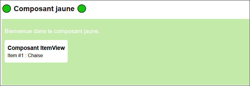 Paramètres envoyés au composant enfant