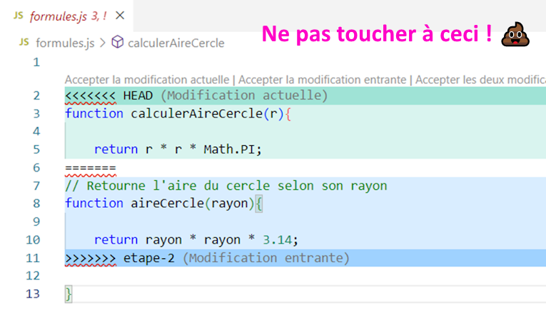 VS Code avec conflits