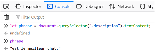 Récupérer du contenu textuel et le ranger dans une variable