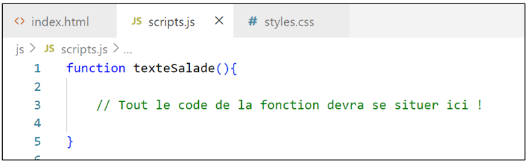 Déclaration de la fonction