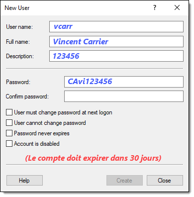 Infos de l&#39;utilisateur