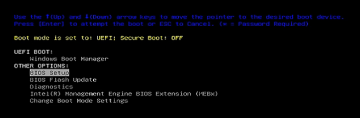 Image du menu du BIOS