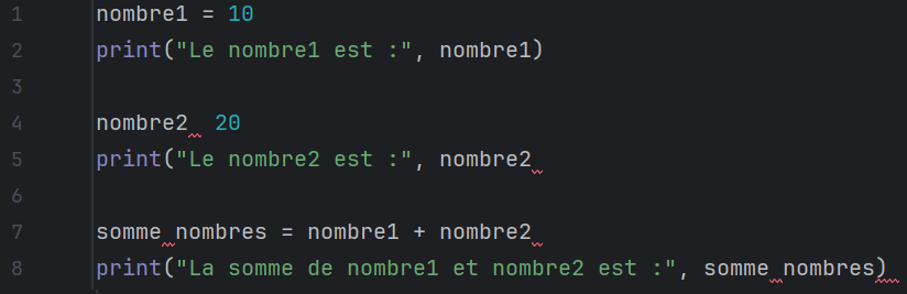 Exemple code invalide