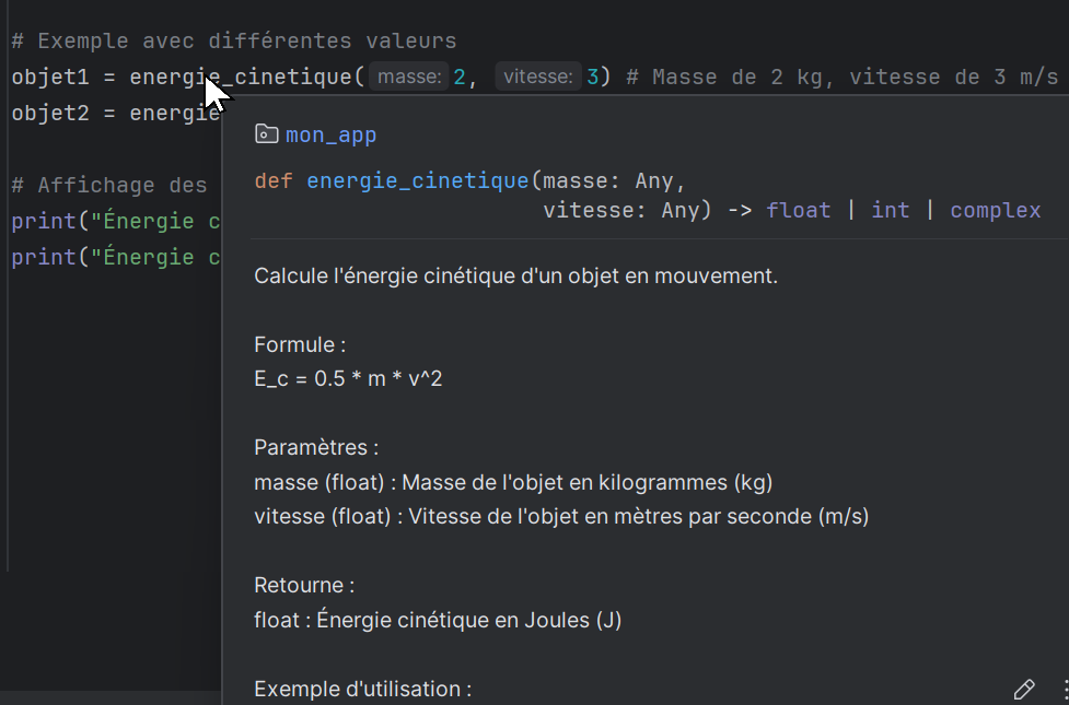 Résultat du graphique généré