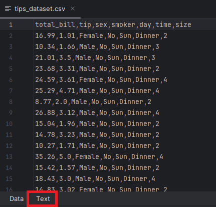 Mode Text dans PyCharm